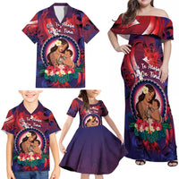 Personalised Samoa Mother's Day Family Matching Off Shoulder Maxi Dress and Hawaiian Shirt I Love You Mom DT04 - Polynesian Pride