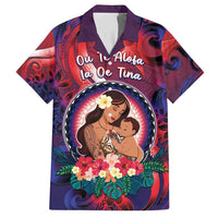 Personalised Samoa Mother's Day Family Matching Off Shoulder Maxi Dress and Hawaiian Shirt I Love You Mom DT04 Dad's Shirt - Short Sleeve Red - Polynesian Pride