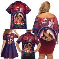 Personalised Samoa Mother's Day Family Matching Off Shoulder Short Dress and Hawaiian Shirt I Love You Mom DT04 - Polynesian Pride