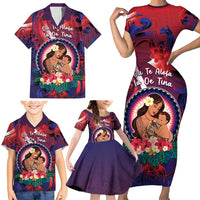 Personalised Samoa Mother's Day Family Matching Short Sleeve Bodycon Dress and Hawaiian Shirt I Love You Mom DT04 - Polynesian Pride