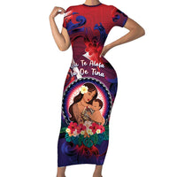 Personalised Samoa Mother's Day Family Matching Short Sleeve Bodycon Dress and Hawaiian Shirt I Love You Mom DT04 Mom's Dress Red - Polynesian Pride
