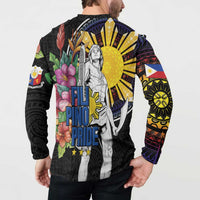 Filipinos Lapu-Lapu Hero Philippines Button Sweatshirt Hibiscus Flowers Style