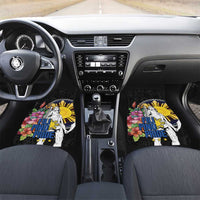 Filipinos Lapu-Lapu Hero Philippines Car Mats Hibiscus Flowers Style DT04 Set 2pcs - Front Black - Polynesian Pride