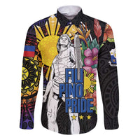 Filipinos Lapu-Lapu Hero Philippines Family Matching Puletasi and Hawaiian Shirt Hibiscus Flowers Style DT04 Dad's Shirt - Long Sleeve Black - Polynesian Pride