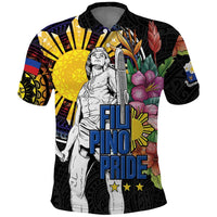 Filipinos Lapu-Lapu Hero Philippines Polo Shirt Hibiscus Flowers Style DT04 Black - Polynesian Pride