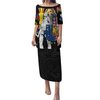 Filipinos Lapu-Lapu Hero Philippines Puletasi Hibiscus Flowers Style DT04 Long Dress Black - Polynesian Pride