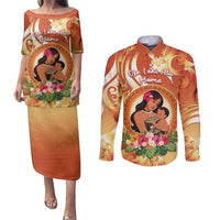 Personalised Tonga Mother's Day Couples Matching Puletasi and Long Sleeve Button Shirt I Love You Mom