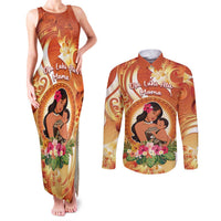 Personalised Tonga Mother's Day Couples Matching Tank Maxi Dress and Long Sleeve Button Shirt I Love You Mom