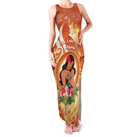 Personalised Tonga Mother's Day Family Matching Tank Maxi Dress and Hawaiian Shirt I Love You Mom DT04 Mom's Dress Orange - Polynesian Pride
