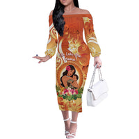 Personalised Tonga Mother's Day Off The Shoulder Long Sleeve Dress I Love You Mom