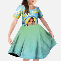 Personalised Fiji Mother's Day Family Matching Summer Maxi Dress and Hawaiian Shirt I Love You Mom DT04 Daughter's Dress Blue - Polynesian Pride