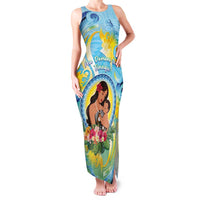 Personalised Fiji Mother's Day Family Matching Tank Maxi Dress and Hawaiian Shirt I Love You Mom DT04 Mom's Dress Blue - Polynesian Pride