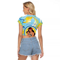 Personalised Fiji Mother's Day Raglan Cropped T Shirt I Love You Mom