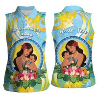 Personalised Fiji Mother's Day Women Sleeveless Polo Shirt I Love You Mom