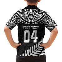 Custom New Zealand Rugby Family Matching Off The Shoulder Long Sleeve Dress and Hawaiian Shirt Silver Fern Maori Pattern DT04 - Polynesian Pride