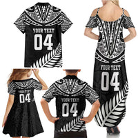 Custom New Zealand Rugby Family Matching Summer Maxi Dress and Hawaiian Shirt Silver Fern Maori Pattern DT04 - Polynesian Pride