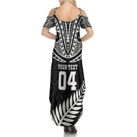 Custom New Zealand Rugby Family Matching Summer Maxi Dress and Hawaiian Shirt Silver Fern Maori Pattern DT04 - Polynesian Pride
