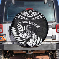New Zealand Rugby Spare Tire Cover Silver Fern Maori Pattern DT04 Black - Polynesian Pride