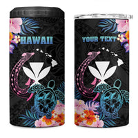 Personalised Hawaii 4 in 1 Can Cooler Tumbler Kanaka Maoli With Fish Hook DT04 One Size: 16 oz Black - Polynesian Pride