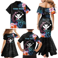 Personalised Hawaii Family Matching Mermaid Dress and Hawaiian Shirt Kanaka Maoli With Fish Hook DT04 - Polynesian Pride