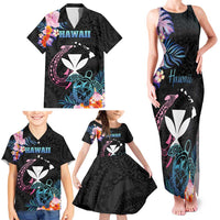 Personalised Hawaii Family Matching Tank Maxi Dress and Hawaiian Shirt Kanaka Maoli With Fish Hook DT04 - Polynesian Pride