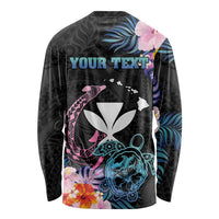Personalised Hawaii Long Sleeve Shirt Kanaka Maoli With Fish Hook DT04 - Polynesian Pride