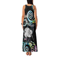 New Zealand Kiwi Bird Family Matching Tank Maxi Dress and Hawaiian Shirt Silver Fern Koru Paua Shell DT04 - Polynesian Pride