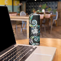 New Zealand Kiwi Bird Skinny Tumbler Silver Fern Koru Paua Shell