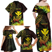 Personalised Hawaii Family Matching Off Shoulder Maxi Dress and Hawaiian Shirt Kanaka Maoli With Hammerhead Shark DT04 - Polynesian Pride
