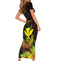 Personalised Hawaii Family Matching Short Sleeve Bodycon Dress and Hawaiian Shirt Kanaka Maoli With Hammerhead Shark DT04 - Polynesian Pride