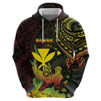 Personalised Hawaii Zip Hoodie Kanaka Maoli With Hammerhead Shark DT04 - Polynesian Pride