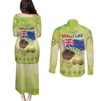 New Zealand Kiwi Couples Matching Puletasi and Long Sleeve Button Shirt I Just Really Like Kiwis