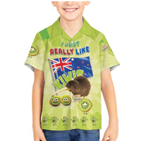 New Zealand Kiwi Family Matching Mermaid Dress and Hawaiian Shirt I Just Really Like Kiwis DT04 Son's Shirt Green - Polynesian Pride