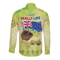 New Zealand Kiwi Long Sleeve Button Shirt I Just Really Like Kiwis