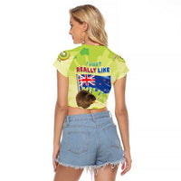 New Zealand Kiwi Raglan Cropped T Shirt I Just Really Like Kiwis
