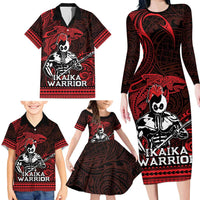 Hawaii Ikaika Warrior Family Matching Long Sleeve Bodycon Dress and Hawaiian Shirt Hawaiian Tribal Tattoo DT04 - Polynesian Pride