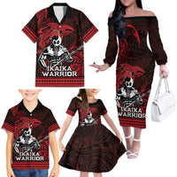 Hawaii Ikaika Warrior Family Matching Off The Shoulder Long Sleeve Dress and Hawaiian Shirt Hawaiian Tribal Tattoo DT04 - Polynesian Pride