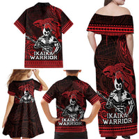 Hawaii Ikaika Warrior Family Matching Off Shoulder Maxi Dress and Hawaiian Shirt Hawaiian Tribal Tattoo DT04 - Polynesian Pride