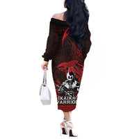 Hawaii Ikaika Warrior Off The Shoulder Long Sleeve Dress Hawaiian Tribal Tattoo