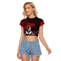 Hawaii Ikaika Warrior Raglan Cropped T Shirt Hawaiian Tribal Tattoo