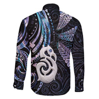 New Zealand Aotearoa Family Matching Off The Shoulder Long Sleeve Dress and Hawaiian Shirt Maori Hei Manaia Purple Paua Shell DT04 - Polynesian Pride