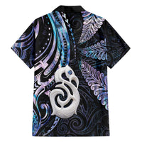 New Zealand Aotearoa Family Matching Off Shoulder Maxi Dress and Hawaiian Shirt Maori Hei Manaia Purple Paua Shell DT04 - Polynesian Pride