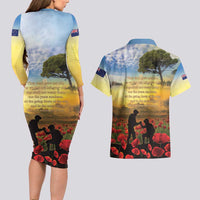 New Zealand ANZAC Day Couples Matching Long Sleeve Bodycon Dress and Hawaiian Shirt The Ode Remembrance And Poppy DT04 - Polynesian Pride