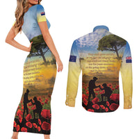 New Zealand ANZAC Day Couples Matching Short Sleeve Bodycon Dress and Long Sleeve Button Shirt The Ode Remembrance And Poppy DT04 - Polynesian Pride