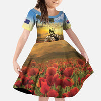 New Zealand ANZAC Day Family Matching Summer Maxi Dress and Hawaiian Shirt The Ode Remembrance And Poppy DT04 Daughter's Dress Yellow - Polynesian Pride