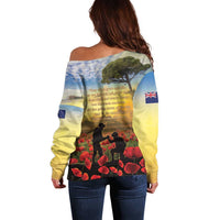 New Zealand ANZAC Day Off Shoulder Sweater The Ode Remembrance And Poppy DT04 - Polynesian Pride