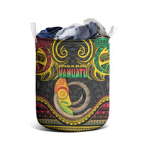 Vanuatu Language Week Laundry Basket Boar Tusk Warrior Tribal Floral Pattern