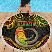 Vanuatu Language Week Beach Blanket Boar Tusk Warrior Tribal Floral Pattern