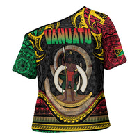 Vanuatu Language Week Cross Shoulder Shirt Boar Tusk Warrior Tribal Floral Pattern
