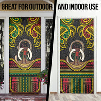 Vanuatu Language Week Door Cover Boar Tusk Warrior Tribal Floral Pattern